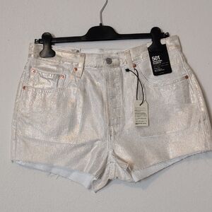 Levi's 501 Metallic White Shimmer Jean Shorts